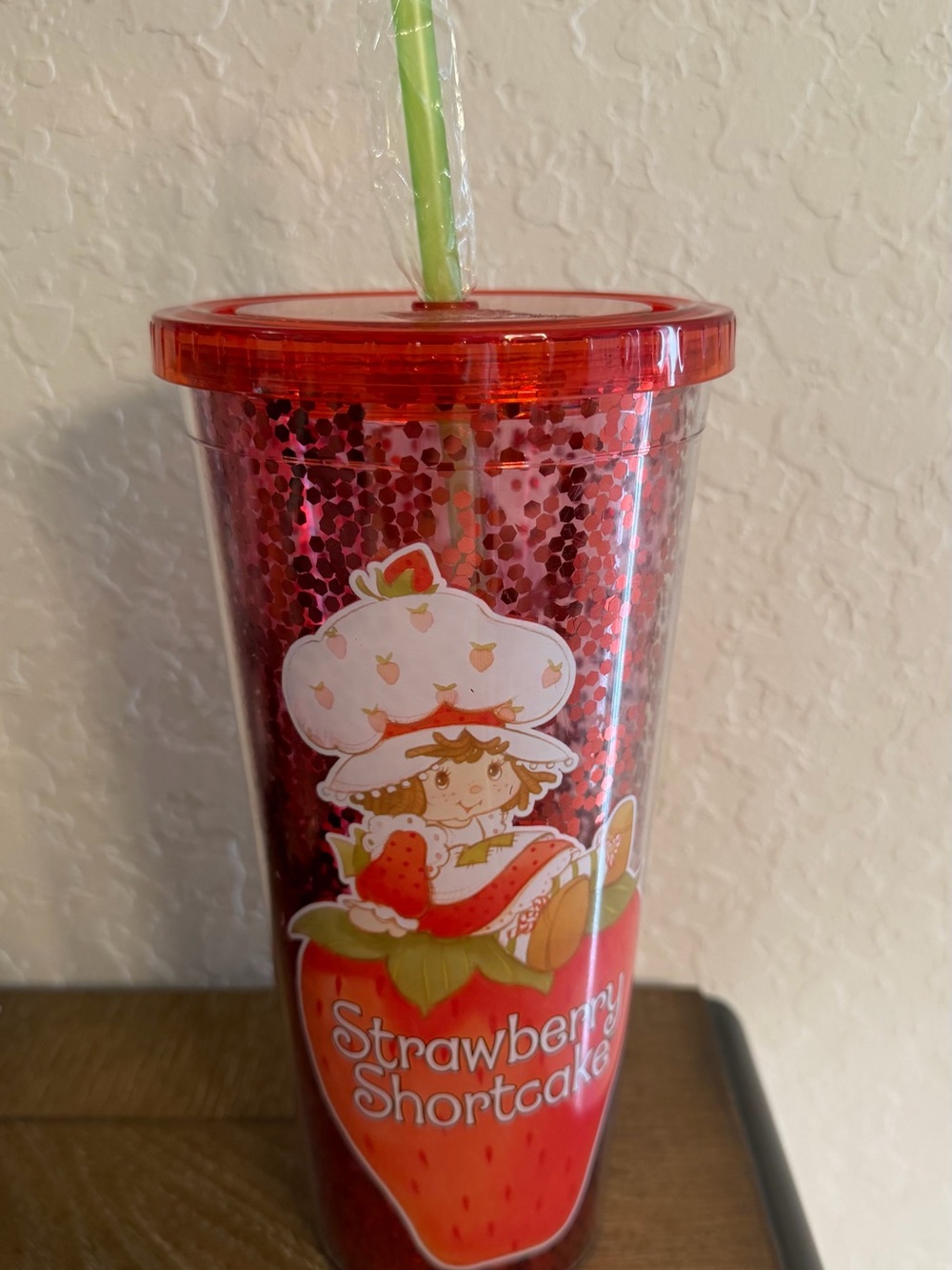 Red Glitter Tumbler with Straw